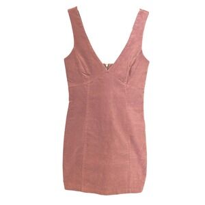 Forever 21 Rose Pink Corduroy V Neck Mini‎ Dress Size S